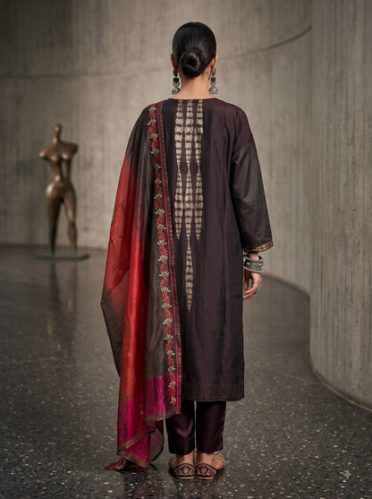 Semi Stitched Chanderi Formal Suitset