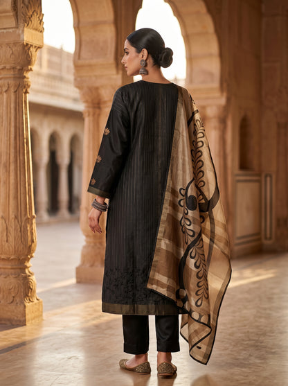 Semi Stitched Chanderi Formal Suitset