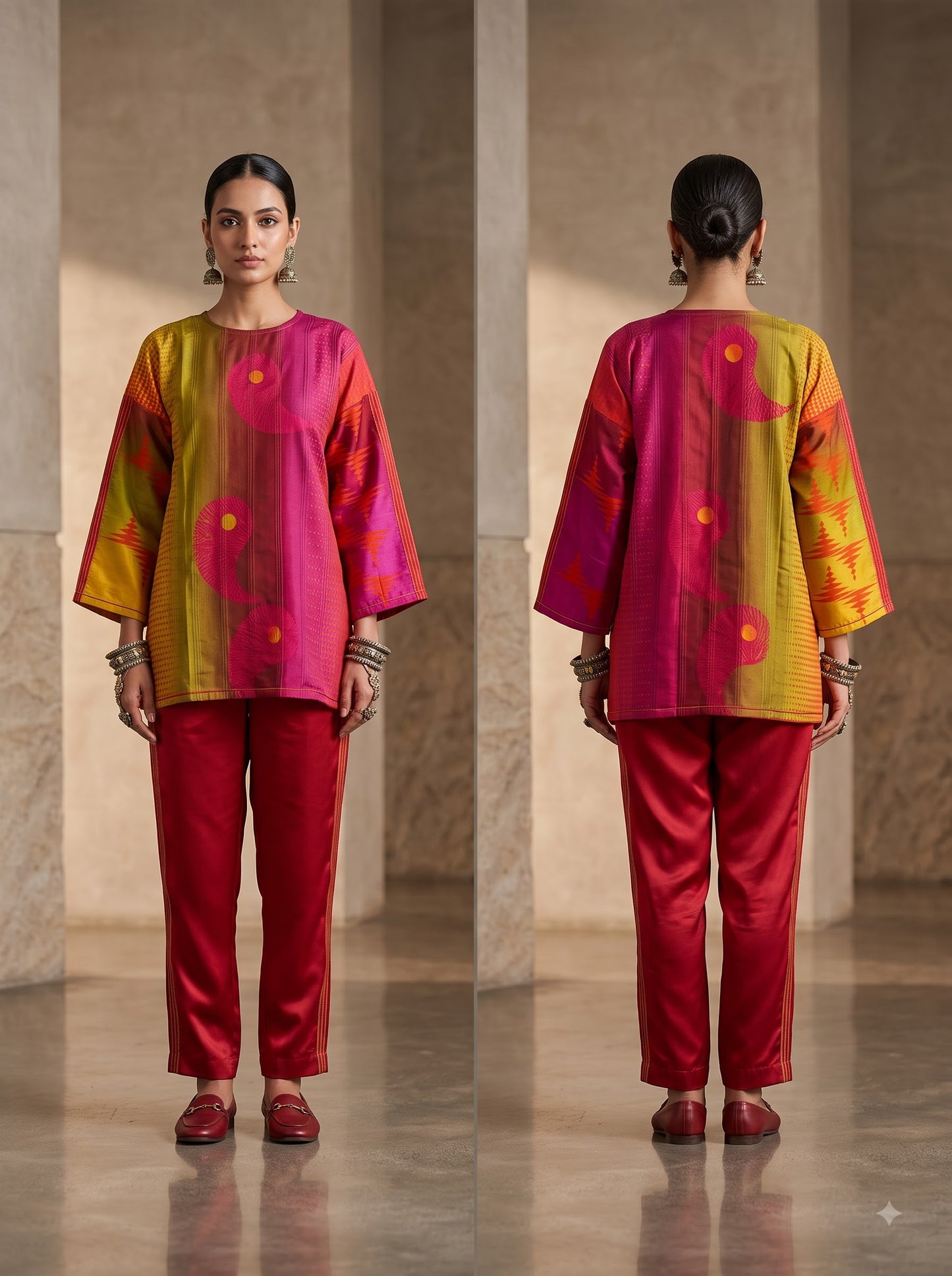 Semi Stitched printed chanderi Tunic