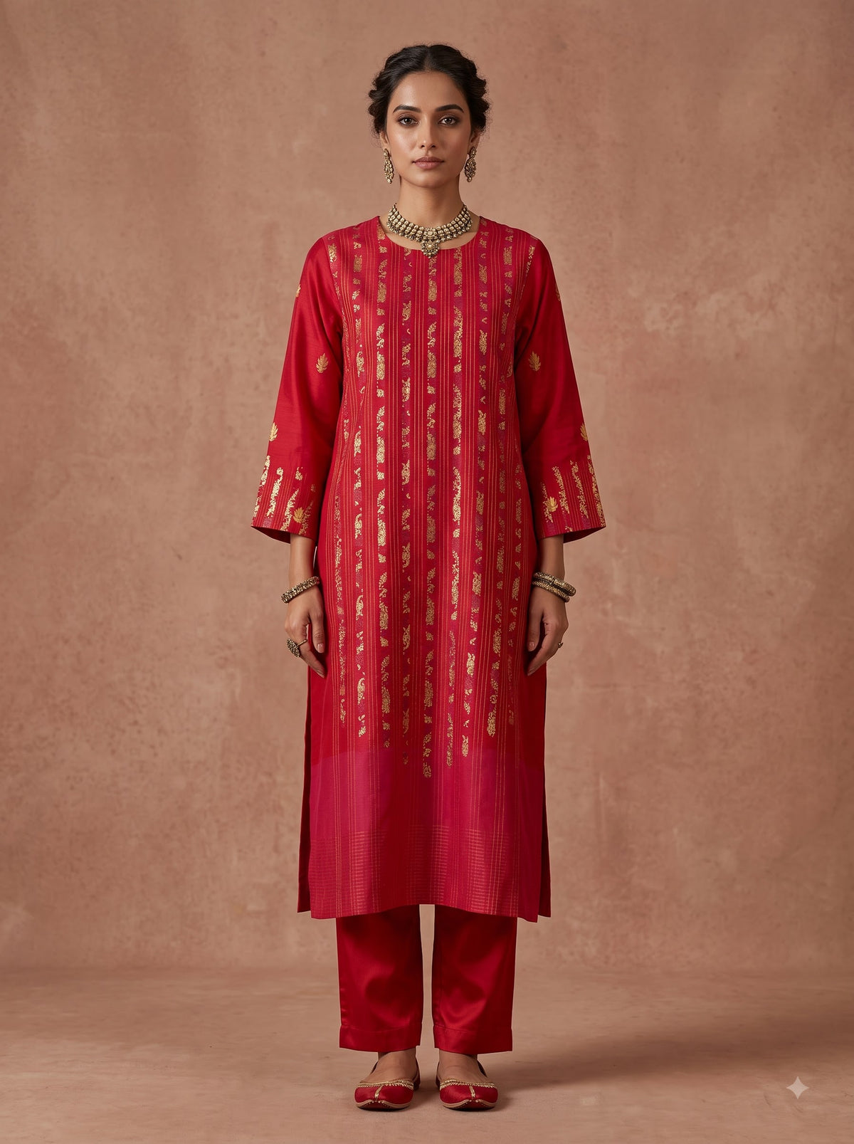 Semi Stitched Chanderi  Formal kurta