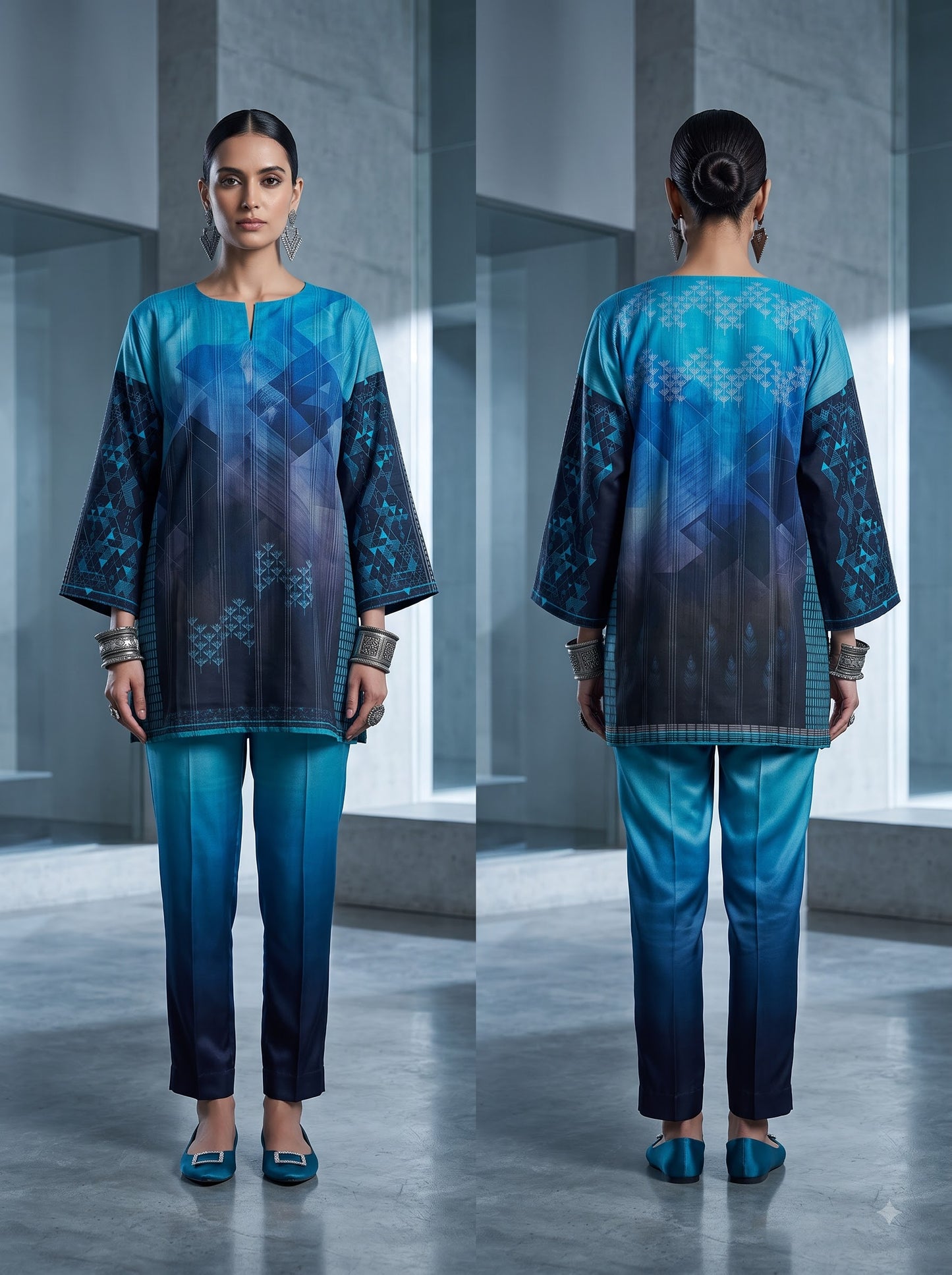 Semi Stitched printed chanderi Tunic
