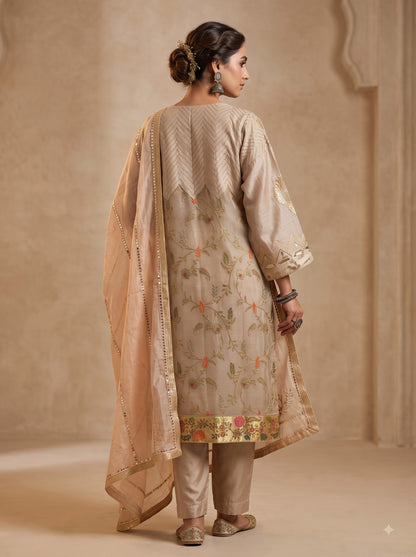 Semi Stitched Chanderi Formal Suitset