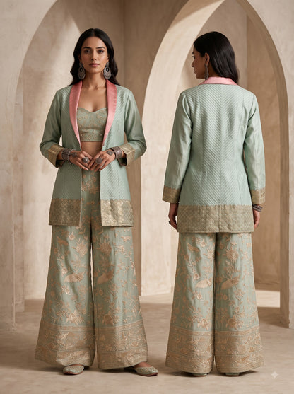 Indowestern chanderi formal coordset