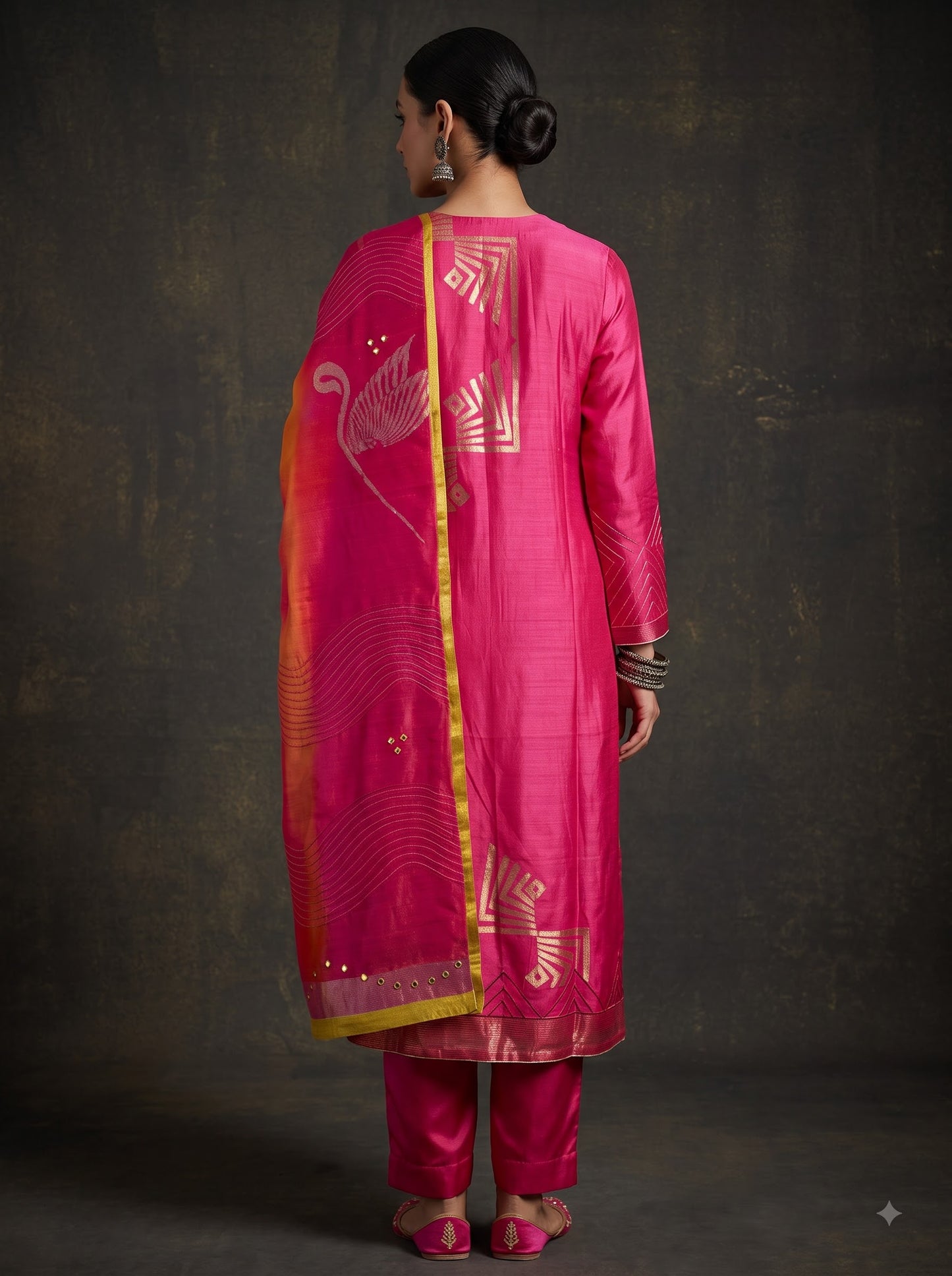 Semi Stitched Formal chanderi Suitset