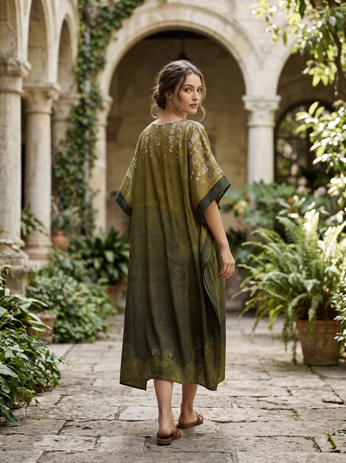 Stitched Cotton mudal Digital Printed Kaftan