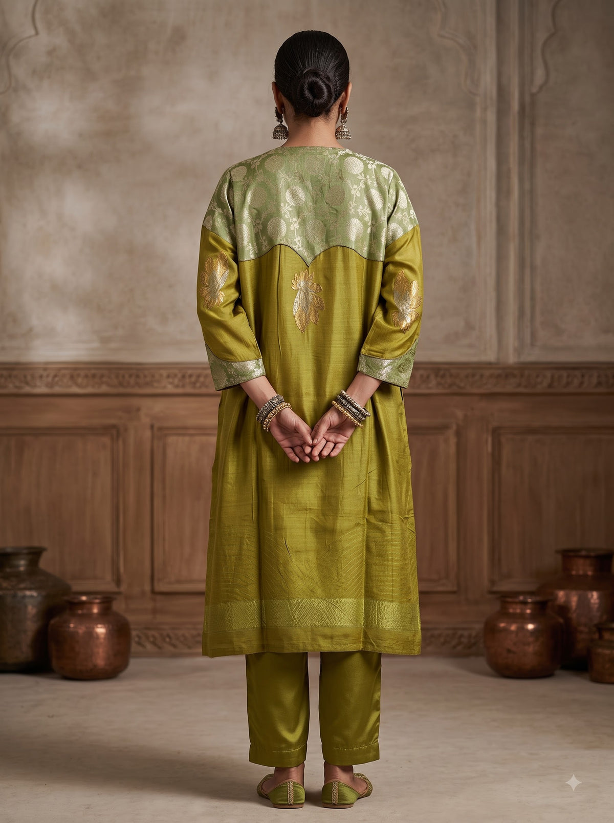 Semi Stitched Chanderi  Formal kurta