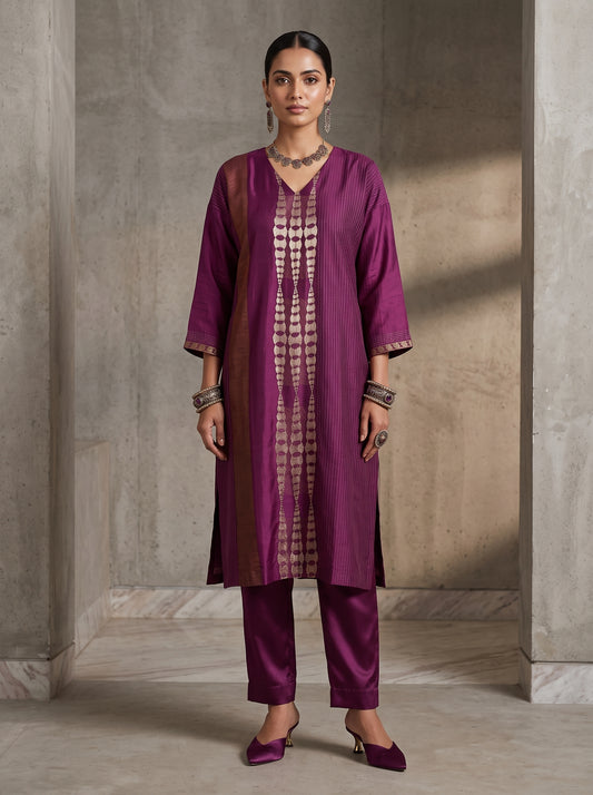 Semi Stitched Chanderi  Formal kurta