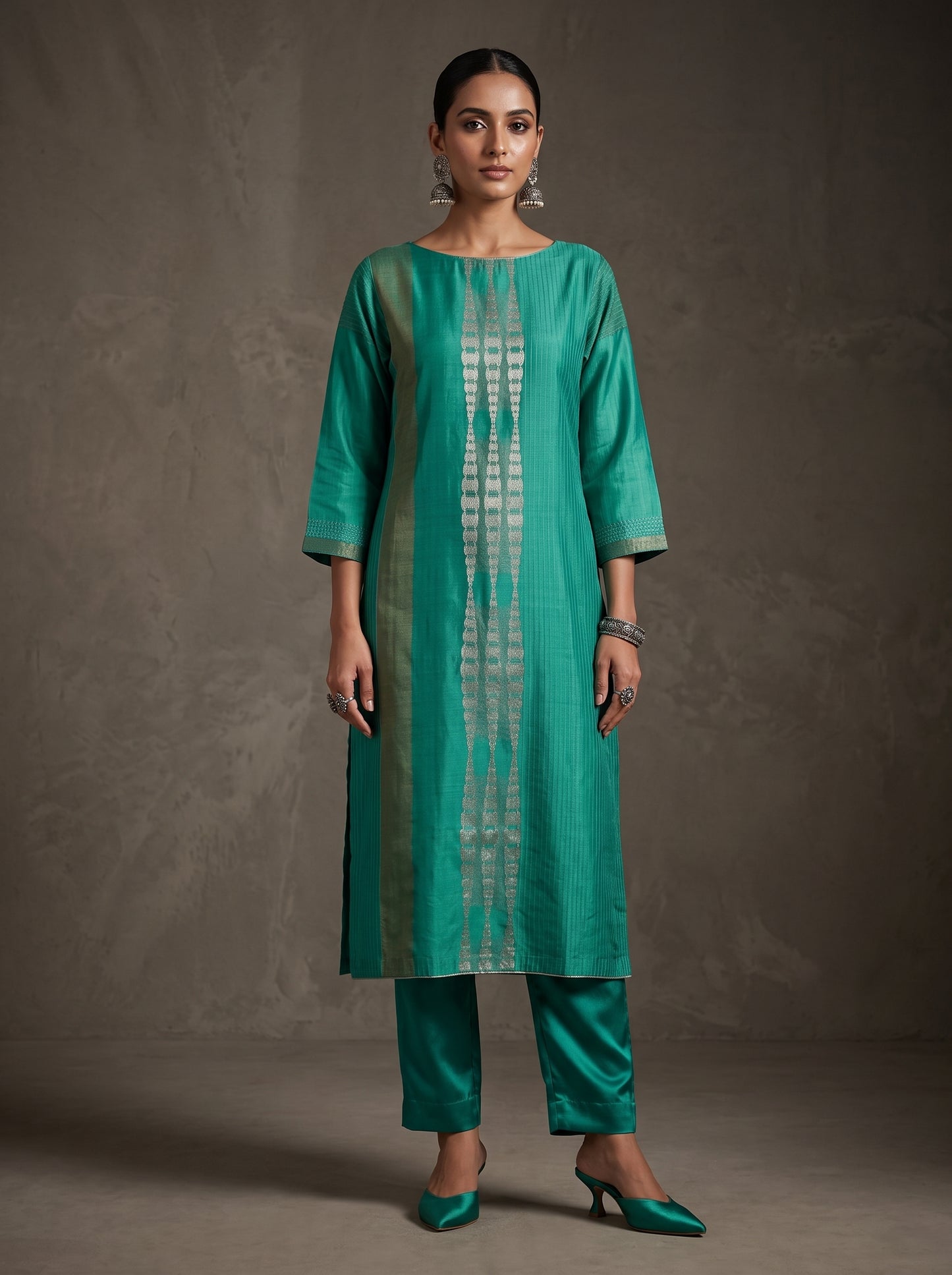 Semi Stitched Chanderi  Formal kurta
