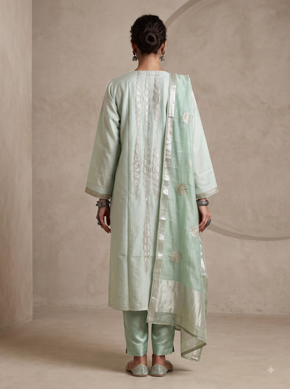 Semi Stitched Chanderi Formal Suitset