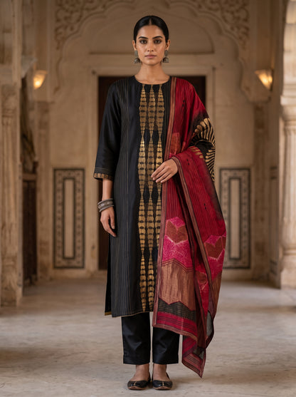 Semi Stitched Chanderi Formal Suitset