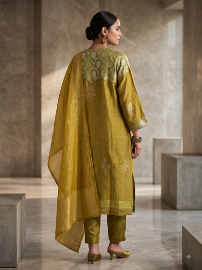 Semi Stitched Chanderi Formal Suitset
