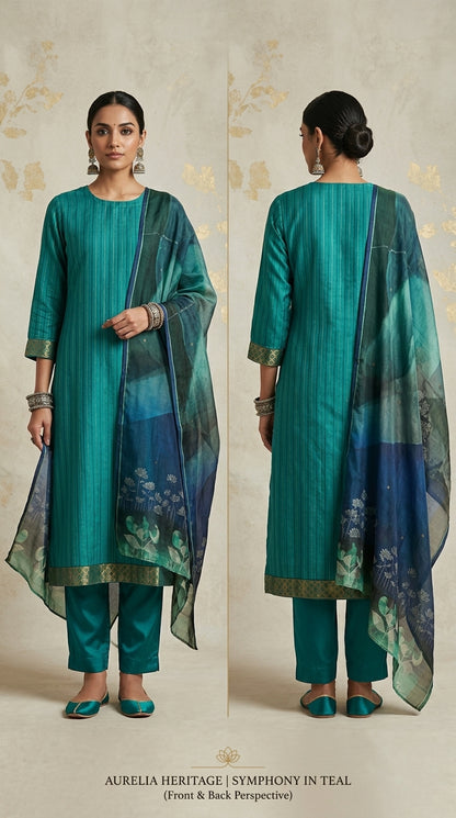 Semi Stitched Formal chanderi Suitset