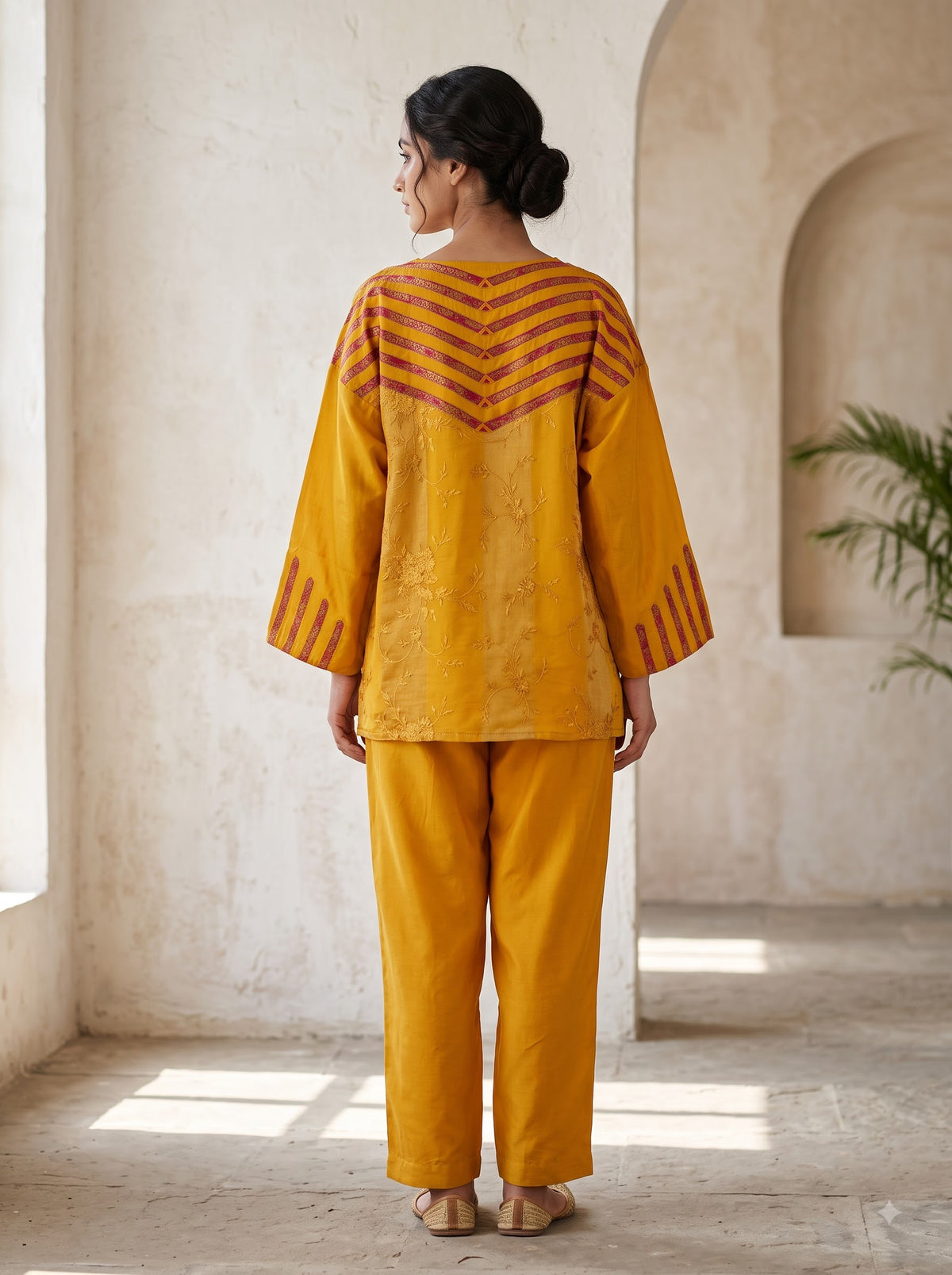 SemiStitched Chanderi Zari Woven Tunic
