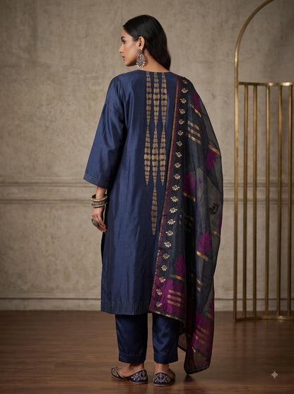 Semi Stitched Chanderi Formal Suitset