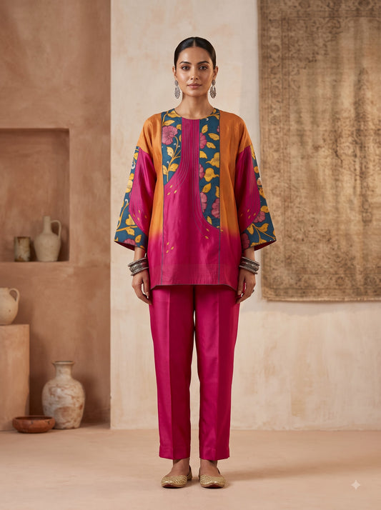 Semi Stitched Chanderi Kalamkari Short Tunic