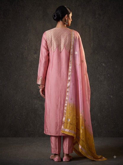 Semi Stitched Formal chanderi Suitset