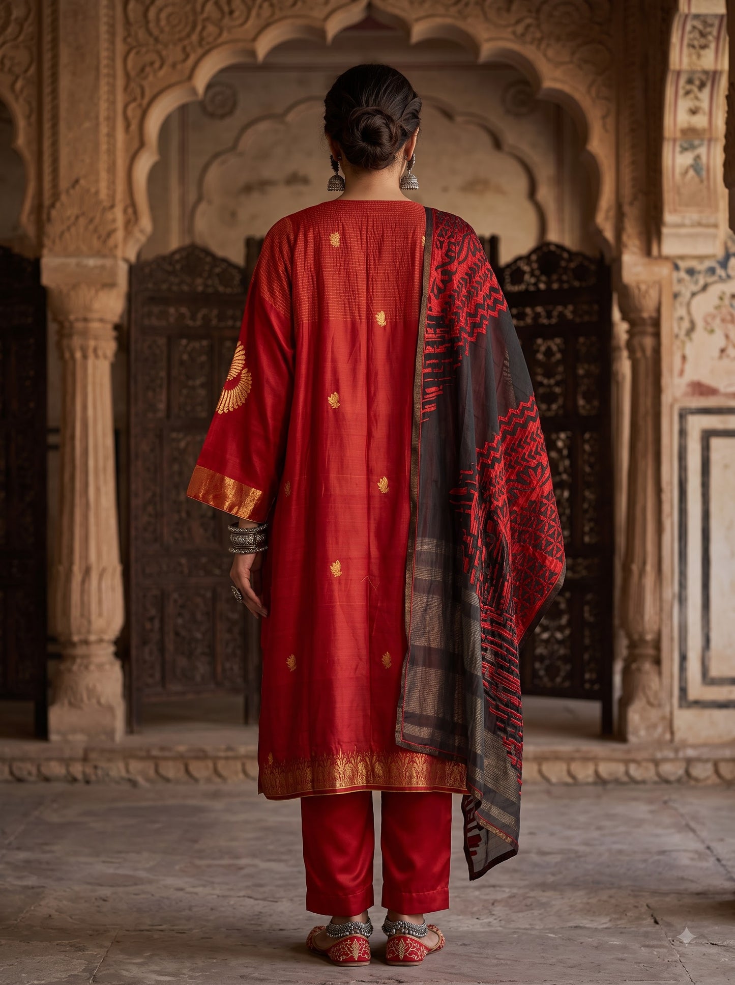Semi Stitched Chanderi Formal Suitset