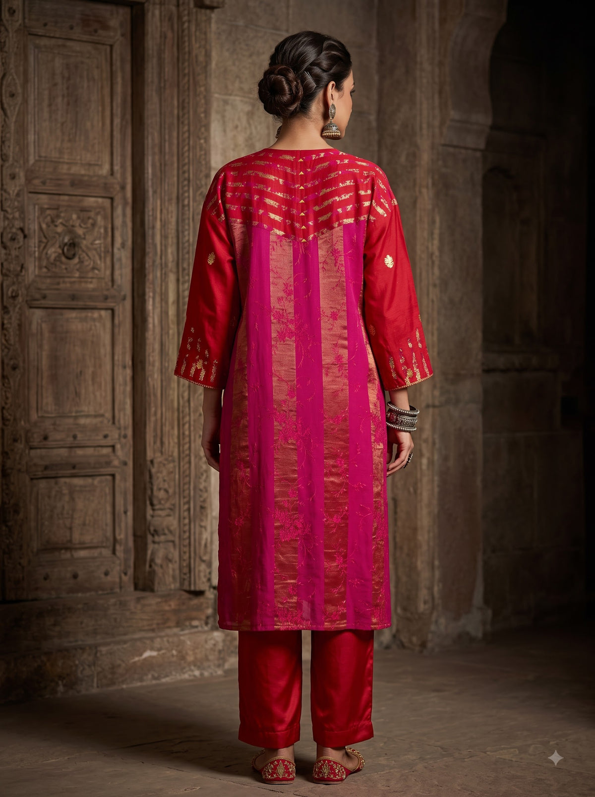 Semi Stitched Chanderi  Formal kurta