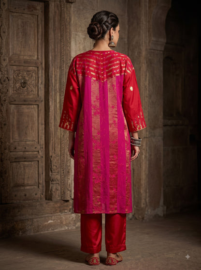 Semi Stitched Chanderi  Formal kurta