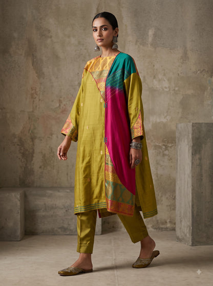 Semi Stitched Chanderi  Formal kurta