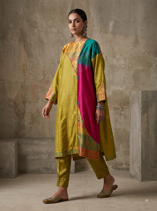 Semi Stitched Chanderi  Formal kurta
