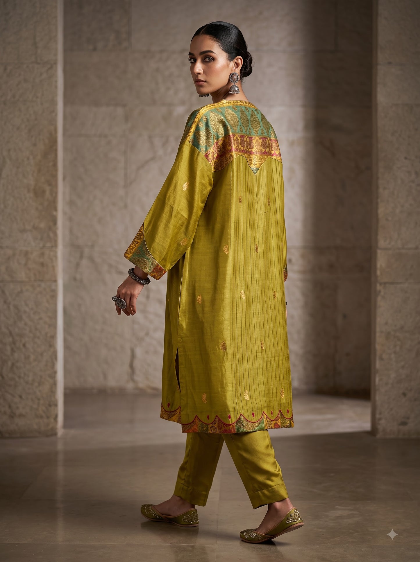 Semi Stitched Chanderi  Formal kurta
