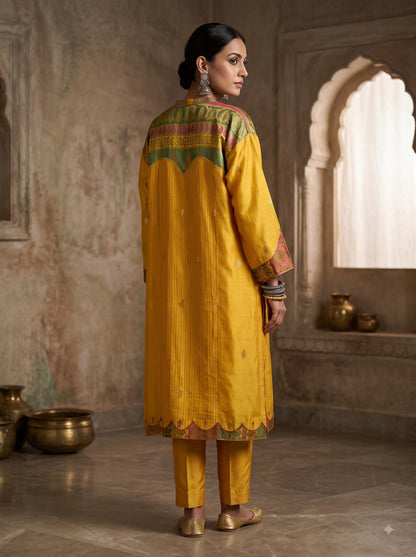 Semi Stitched Chanderi  Formal kurta