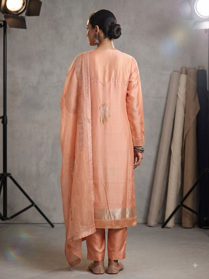 Semi Stitched Formal chanderi Suitset