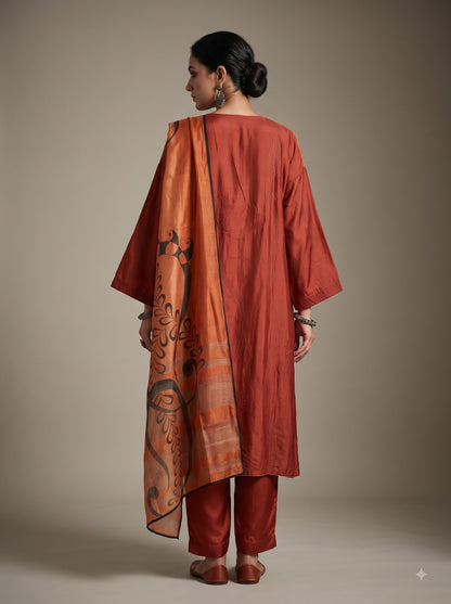 Semi Stitched Chanderi Formal Suitset