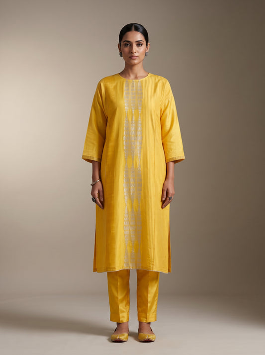 Semi Stitched Chanderi  Formal kurta