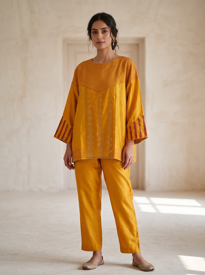 SemiStitched Chanderi Zari Woven Tunic