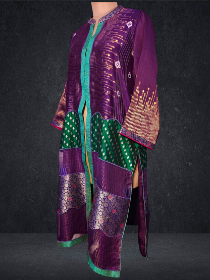 Stitched suit set with long formal jacket