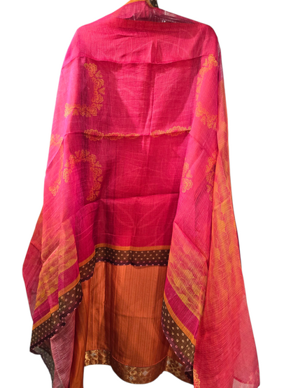 Semi Stitched Chanderi Casual Suitset