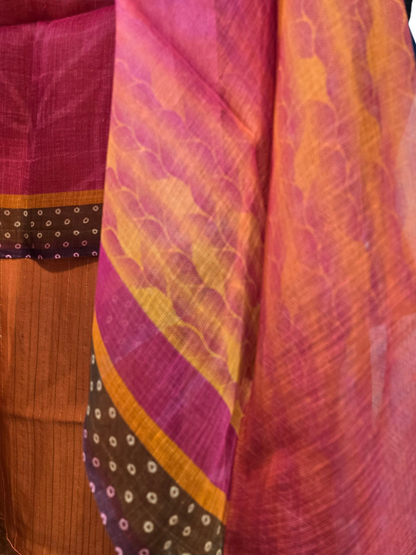 Semi Stitched Chanderi Casual Suitset