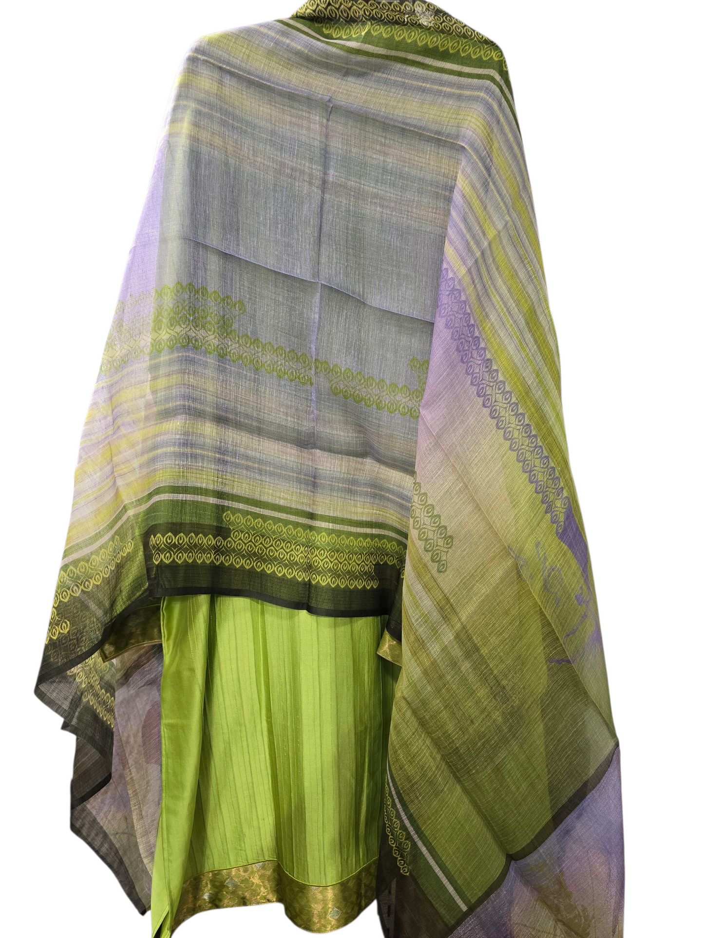 Semi Stitched Chanderi Casual Suitset