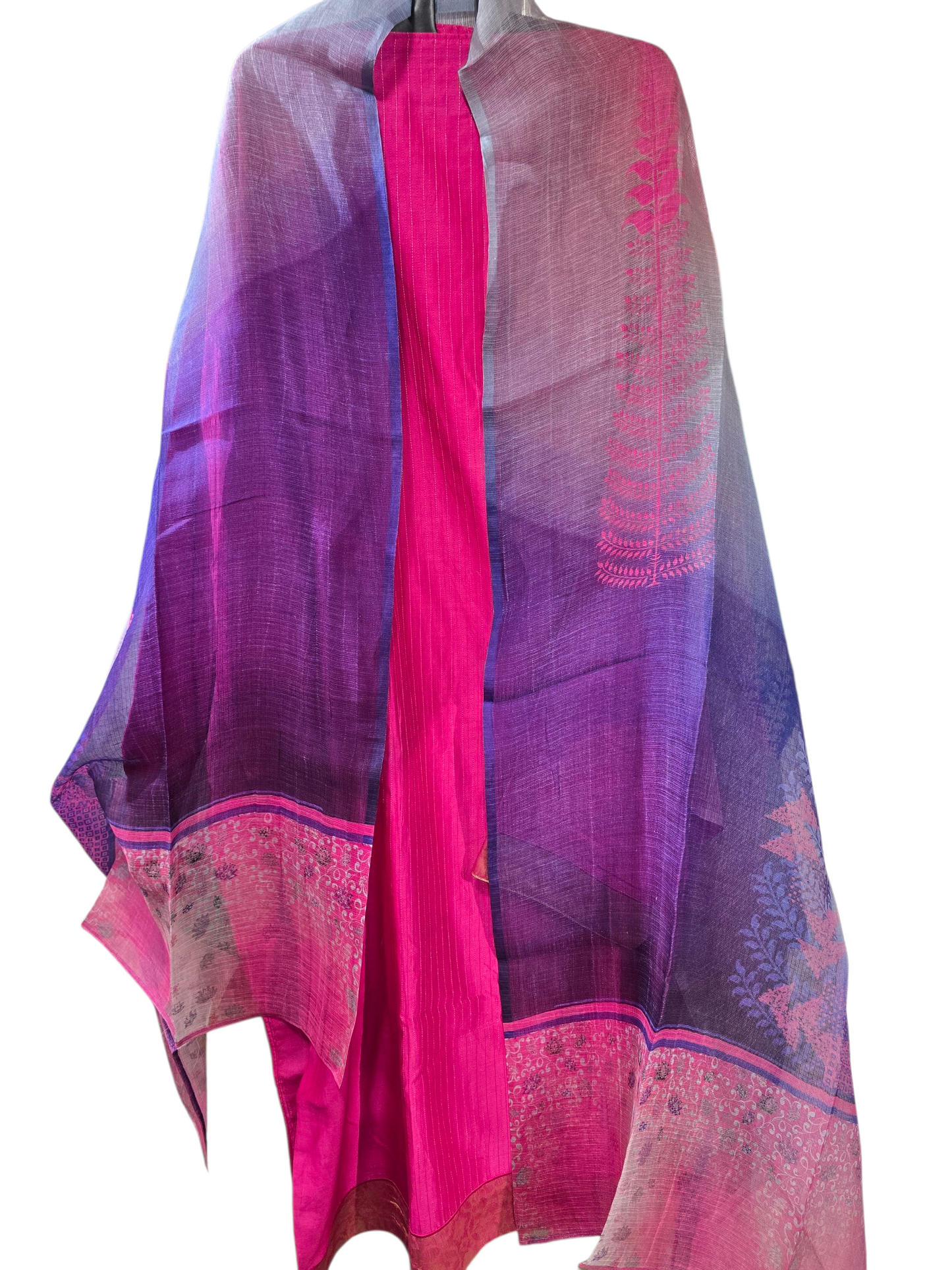 Semi Stitched Chanderi Casual Suitset