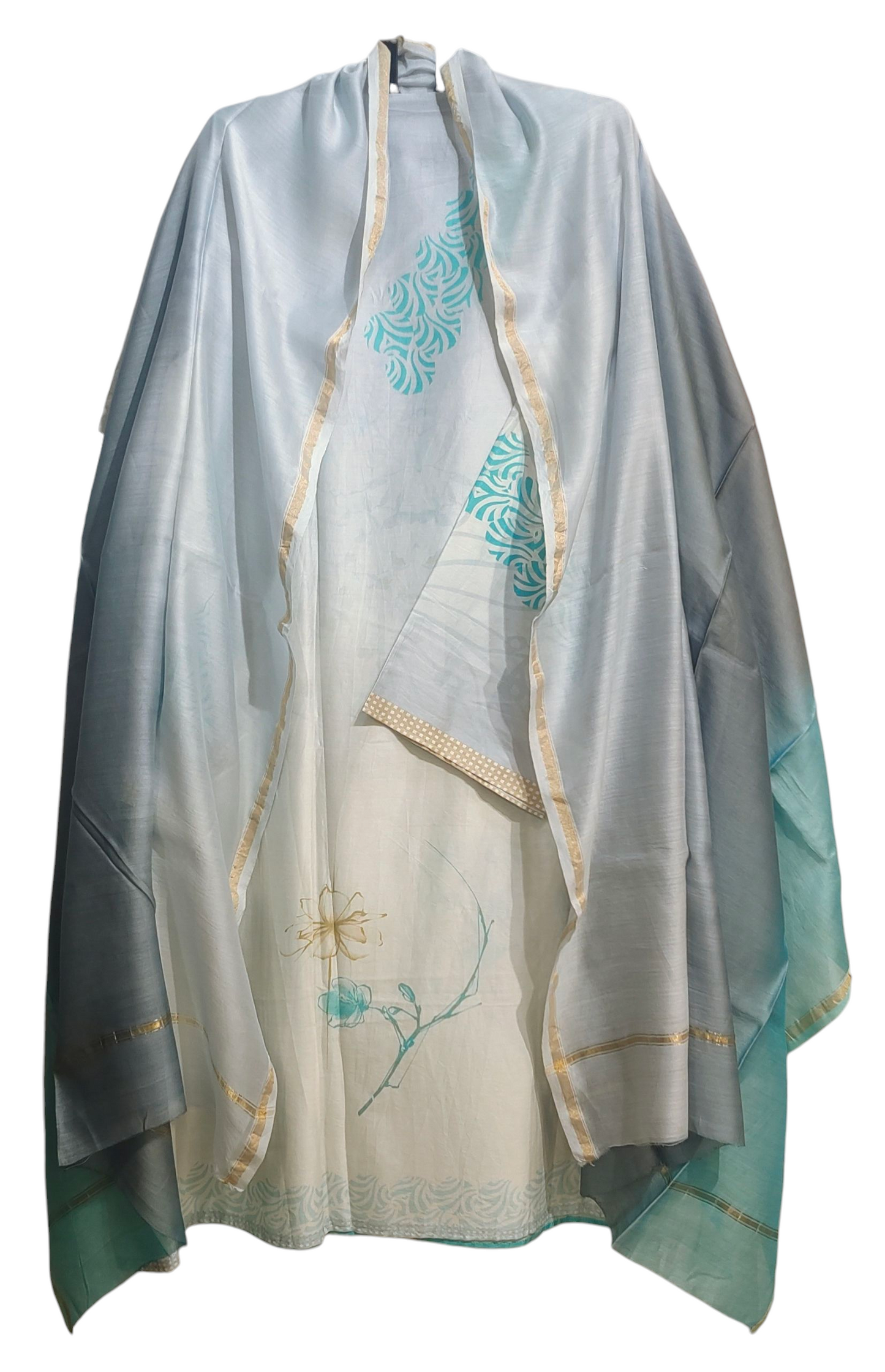 Semi Stitched Chanderi Casual Suitset