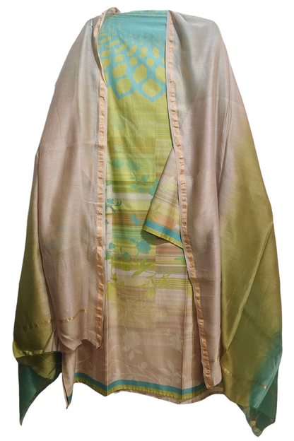 Semi Stitched Chanderi Casual Suitset