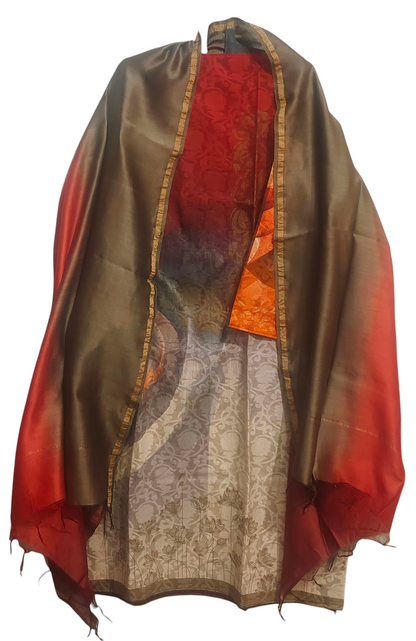 Semi Stitched Chanderi Casual Suitset