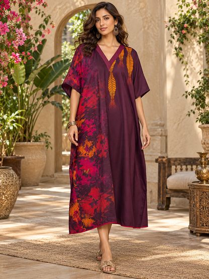Stitched Cotton mudal Digital Printed Kaftan