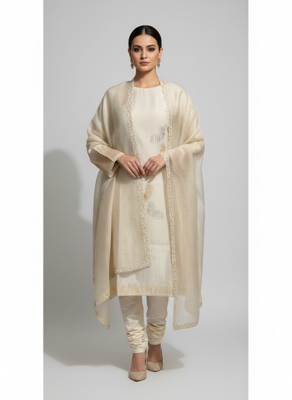 Semi Stitched Formal chanderi Suitset