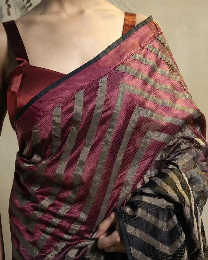 Pure Silk Tissue Applique Saree VISHAL KAPUR STUDIO