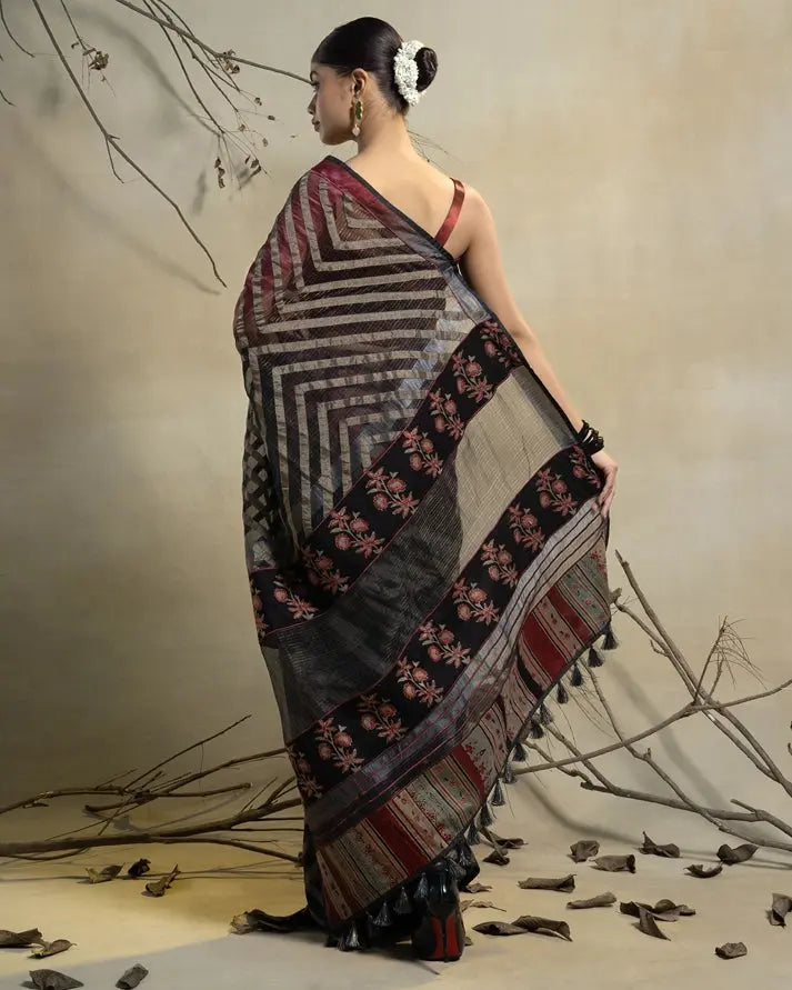 Pure Silk Tissue Applique Saree VISHAL KAPUR STUDIO