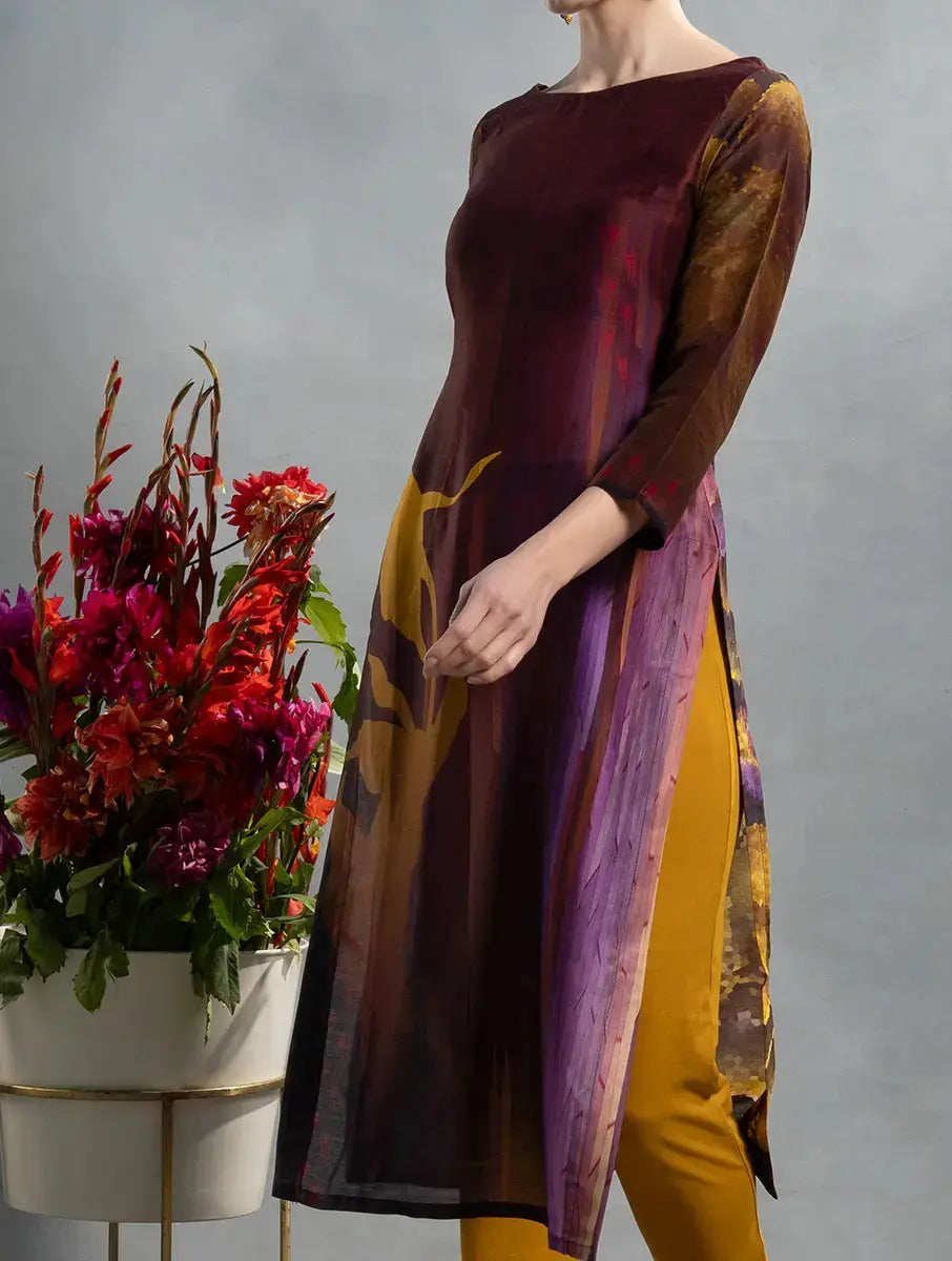 Semistitched Cotton Satin Kurta