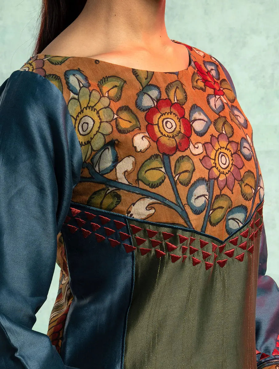 Semistitched Chanderi Kalamkari Short Tunic VISHAL KAPUR STUDIO