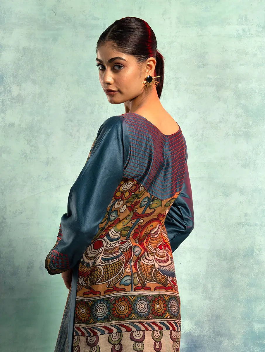 Semistitched Chanderi Kalamkari Short Tunic VISHAL KAPUR STUDIO