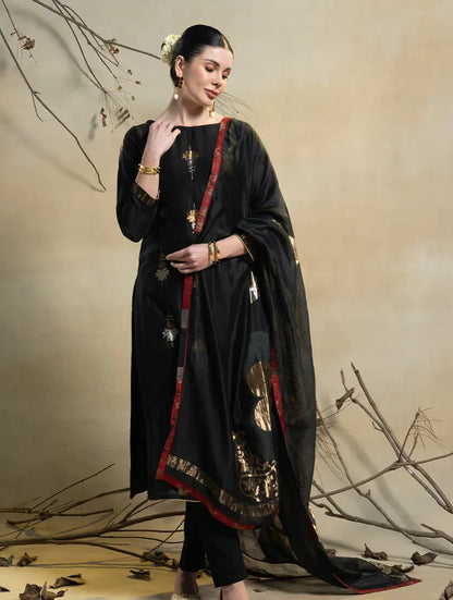 Semistitched Chanderi Zari Woven Formal Suitset VISHAL KAPUR STUDIO