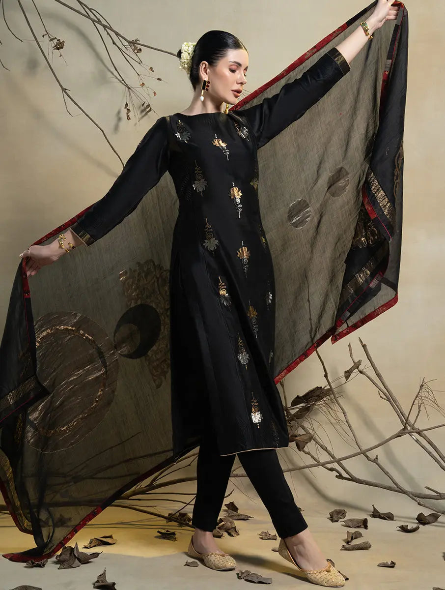 Semistitched Chanderi Zari Woven Formal Suitset VISHAL KAPUR STUDIO