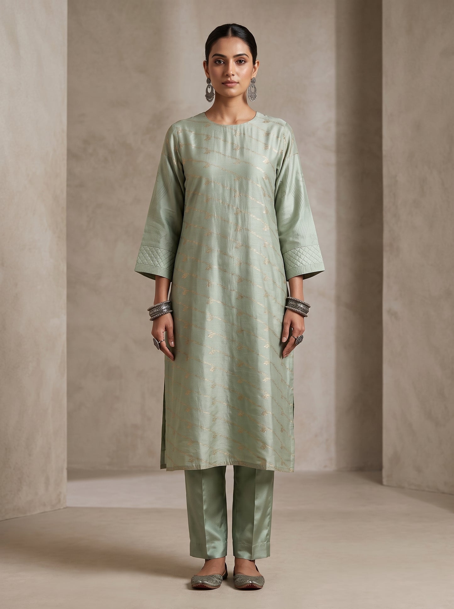 Semi Stitched Chanderi  Formal kurta