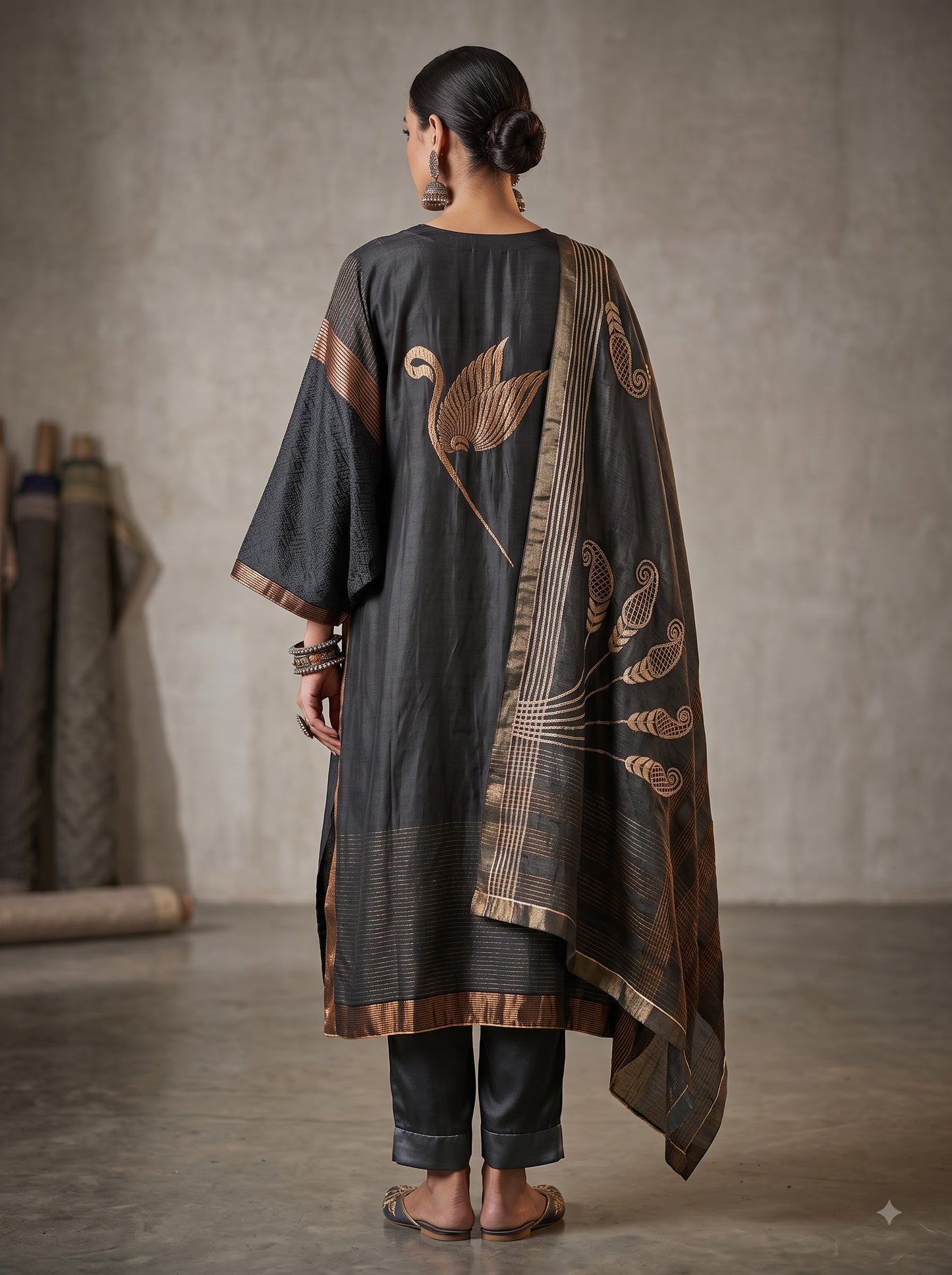 Semi Stitched Formal chanderi Suitset